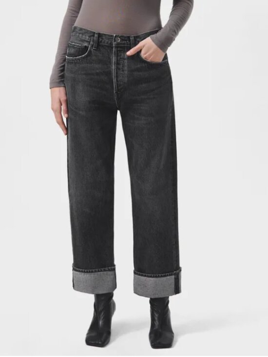 Agolde Denim - Agolde Fran High Rise Wide Leg Cuffed Jeans in Ditch Size 25